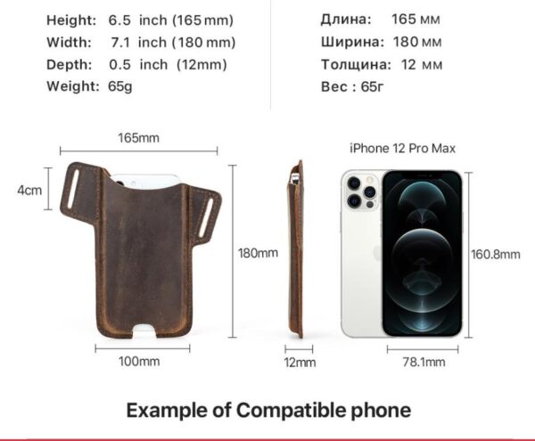Bao Da Điện Thoại 6.7 Inch Đeo Thắt Lưng Da Thật IP049